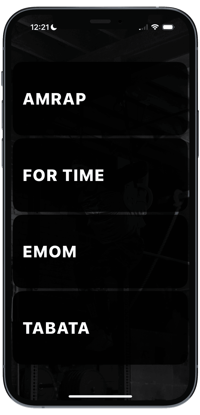 WOD Timer home screen