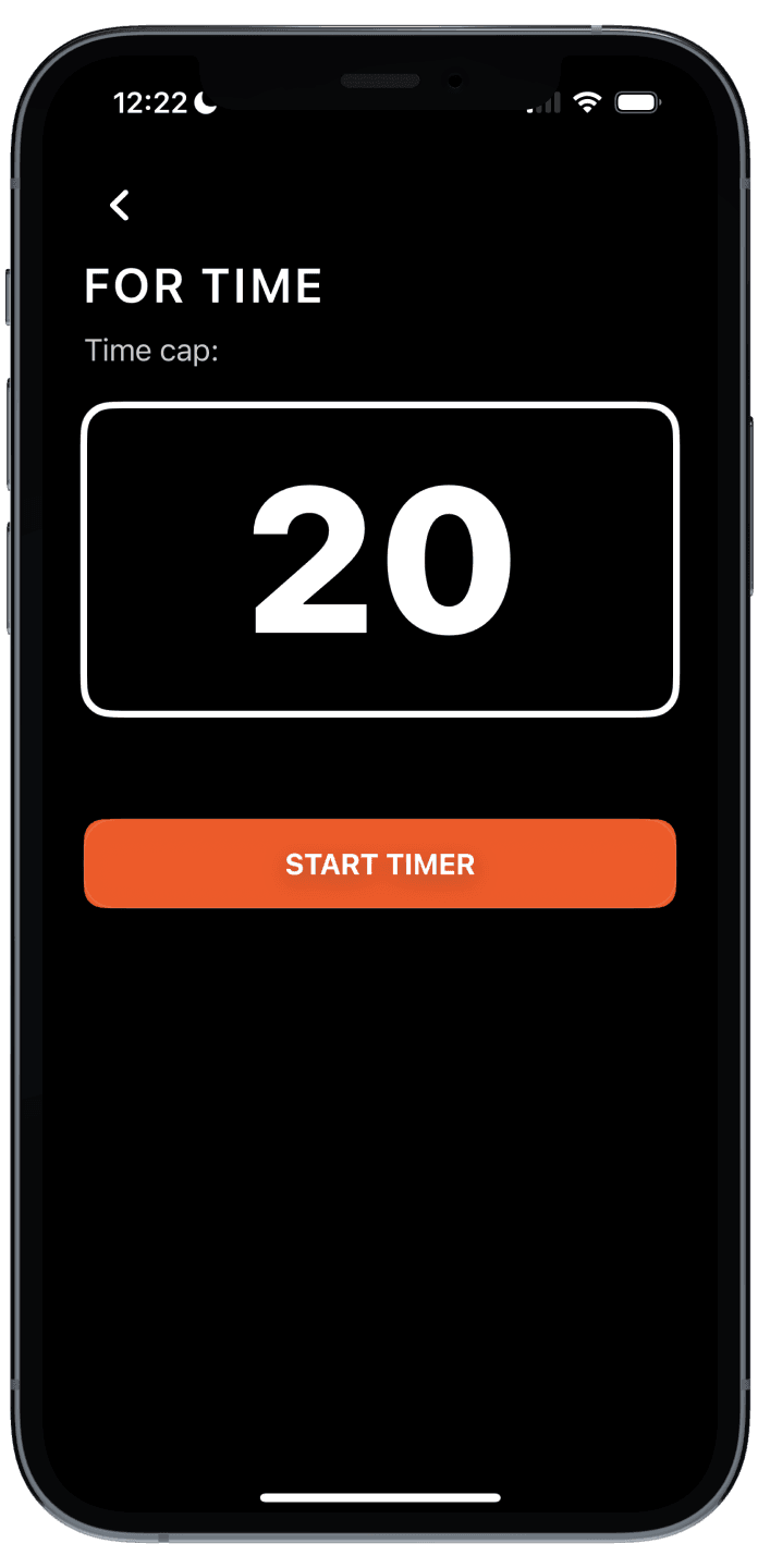 Timer setup screen