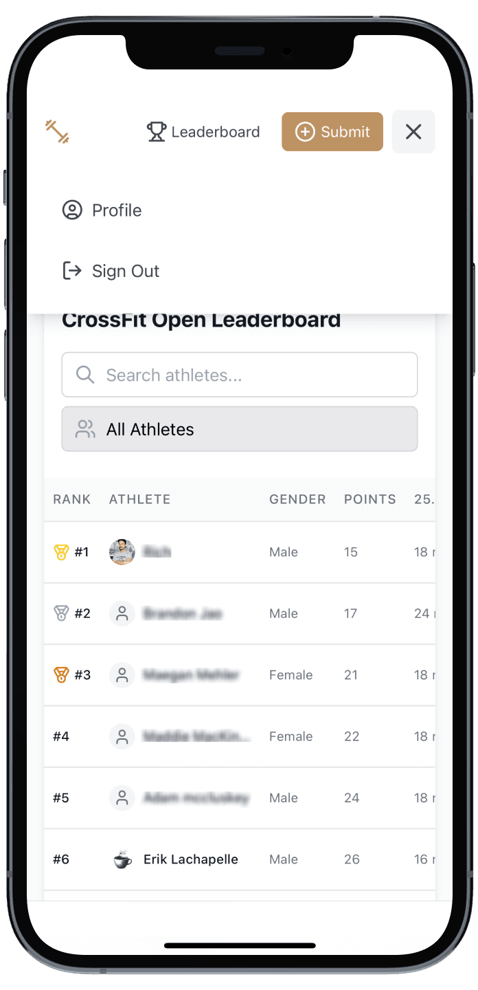 Navigation menu expanded