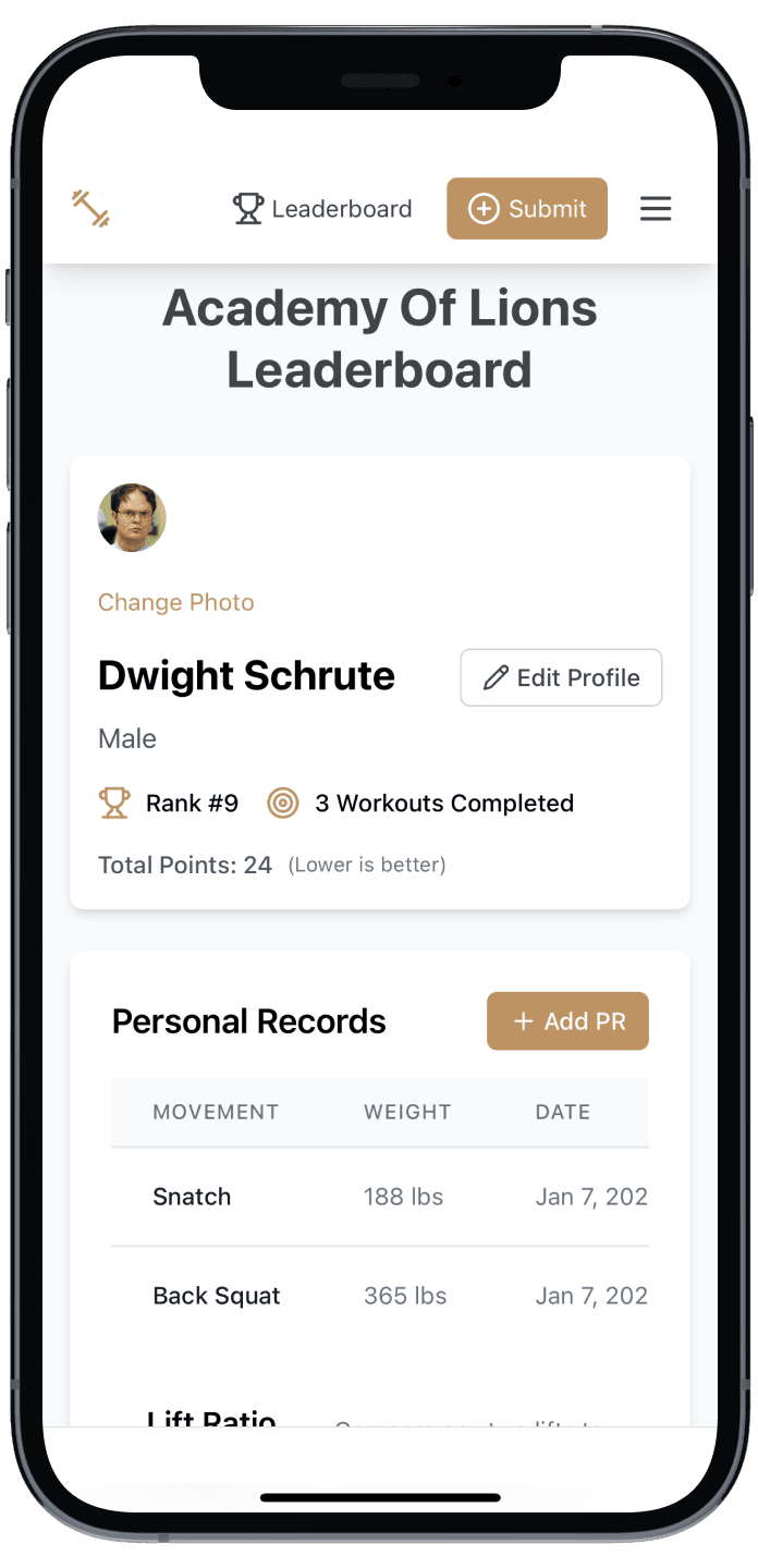 Athlete profile screen